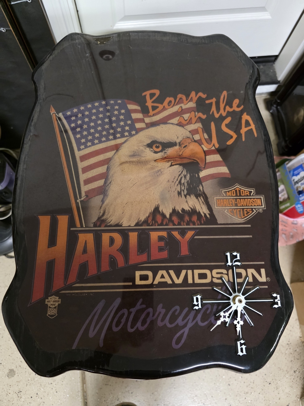 Harley-Davidson Black Red Gold Eagle Wall Clock
